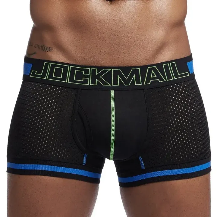 JOCKMAIL%20Classic%20Boxer%20Shorts%20Breathable%20mesh%20Splicing%20cotton%20Men's%20underwear%20Fashion%20low%20waist%20underpants%20white%20trunks%20-%20Image%202