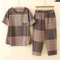 Suit Middle-Aged and Elderly plus-Sized Two Women's Shirt Short Sleeve … Plaid * Summer Wear Mom Female Size Old-Aged Suit ︵ Mom 2024﹄]. 