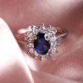 Women Luxury Diamond Ring Trendy Blue Zirconium Diamond Ring Jewelry Accessories For Engagement Wedding. 