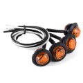 1X 3/4" Amber Yellow Small Round Side Marker lights 3LED Button Lamps Lorry 12V Encounter. 