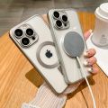 Megnetic Charging Transparent Lens Protector Case For iPhone 11 12 13 14 15 Pro Max Back Cover Wireless Build-in Magsafe Plating Case For Girls Boys New Fashion Cute Design Case. 