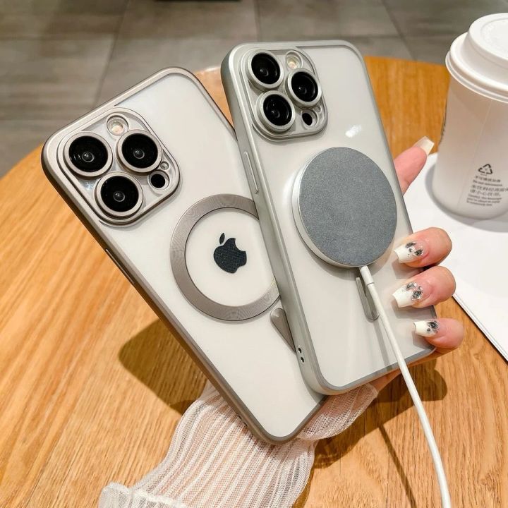 Megnetic%20Charging%20Transparent%20Lens%20Protector%20Case%20For%20iPhone%2011%2012%2013%2014%2015%20Pro%20Max%20Back%20Cover%20Wireless%20Build-in%20Magsafe%20Plating%20Case%20For%20Girls%20Boys%20New%20Fashion%20Cute%20Design%20Case%20-%20Image%206
