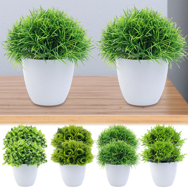Artificial Plants Potted Green Bonsai Small Tree Grass Plants Pot