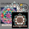 2pcs Art Coloring Book 24 Page Mandala Flowers Book SIMPLE BOLD Relieve Stress Kill Time Graffiti Painting Drawing. 