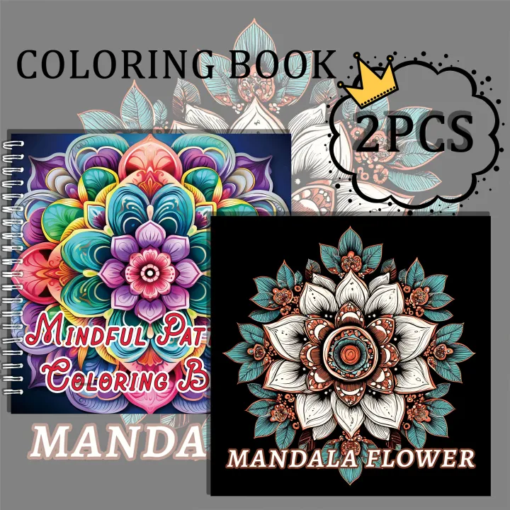 2pcs%20Art%20Coloring%20Book%2024%20Page%20Mandala%20Flowers%20Book%20SIMPLE%20BOLD%20Relieve%20Stress%20Kill%20Time%20Graffiti%20Painting%20Drawing%20-%20Image%204