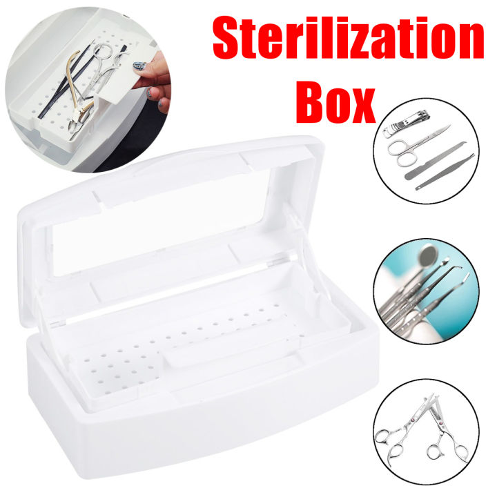 Portable 22x10cm Nails Tray Sterilizing Box Salon Tools Nails Art UV ...