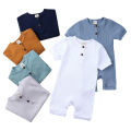 Baby Summer Jumpsuit Newborn Cotton Short Sleeves Romper Fashion Infant Solid Color Bodysuit For Boys Girls. 