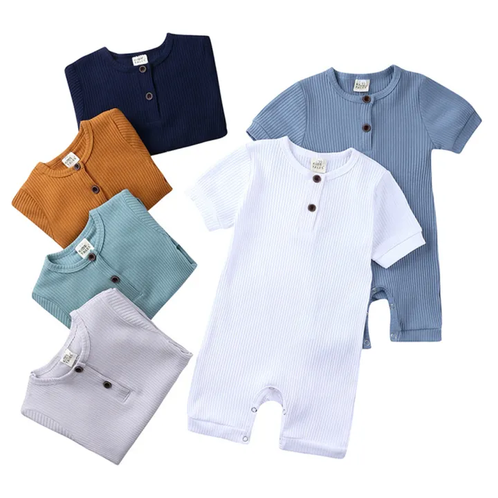 Baby%20Summer%20Jumpsuit%20Newborn%20Cotton%20Short%20Sleeves%20Romper%20Fashion%20Infant%20Solid%20Color%20Bodysuit%20For%20Boys%20Girls%20-%20Image%203