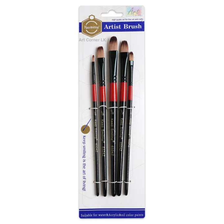 Keep%20Smiling%20Artist%20Paint%20Brush%20Pinsel%20Set%205%20Pieces%20(Round/Angle/Flat/Filbert)%20Black%20-%20Image%203