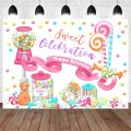 Candy Theme Birthday Background Photography Welcome Candyland Baby Birthday Backdrops Decoration Banner Photocall. 