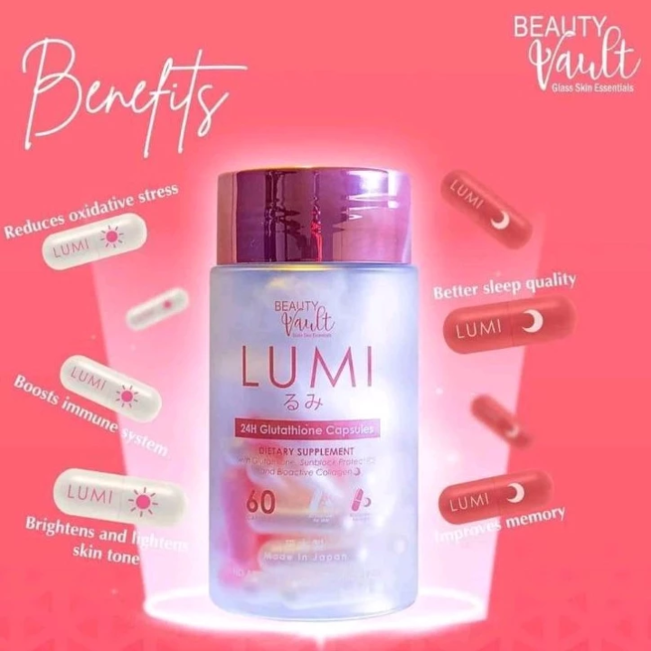 LUMI 24H GLUTATHIONE 60 CAPSULES / Tablets Skin Protection & Increase Body Collagen provide powerful antioxidant support