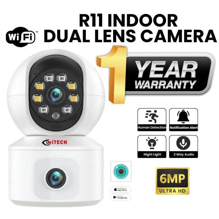 ITECH 6MP WiFi Camera with Dual Screens Two-Way Audio Baby Monitor Indoor PTZ IP Cameras CCTV Surveillance Home Security ICSee WID