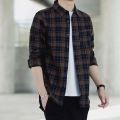 Spring and Autumn New Korean Style Plaid Shirt Men's Youth Long-Sleeved Shirt Large Size All-Matching Men's Clothing Leisure Shirt Fashion. 