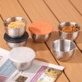 Portable 50ML Sauce Cup 304 Stainless Steel Reusable Storage Containers Sealed Lid Leak-proof Dipping Dish Food Storage. 