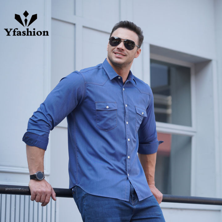 Yfashion Men Long Sleeve Shirt Breathable Quick Dry Multi-pocket