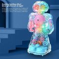 Transparent Gear Robot Boys and Girls Art Creativity Light Up Transparent Toy Robot for Kids Colorful Moving Gear Toy Robot with Music and LED Effect with Universal Wheels Fun Educational Toy Gift. 