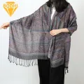 Plant Flower Patterned Wrap Stylish Floral Jacquard Shawl with Tassel Detail Perfect for Spring Autumn for Versatile Wrap Bright Color Women Wrap. 
