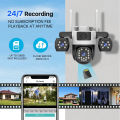 4G TRIPLE V380 Pro IP 4G Camera Outdoor 12MP 6K Triple Lenses Triple Screens Security Video Monitor Night Vision Waterproof CCTV Cameras 4T. 