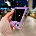 HODON Fashion Cute Purple Butterfly Clear Phone Case For Samsung Galaxy Z Flip 5 5G ZFlip4 Flip3 Cases Ultra Thin Hard Back Cover. 