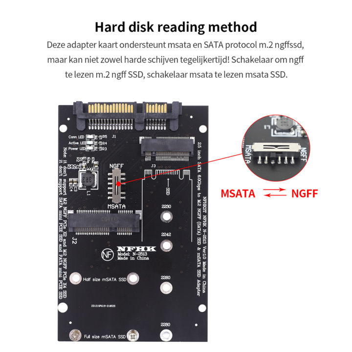 M.2 NGFF mSATA SSD To SATA3.0 Adapter 2 In 1 SSD Converter Card For PC Laptop