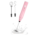 Mini Electric Handheld Milk Frother Electric Blender with USB Electrical Maker Whisk Mixer for Milk Frother Cappuccino Pink. 
