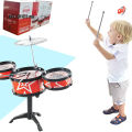 QP Children Kids  Drum Set Kit Musical Educational Instrument Toy 3 Drums + 1 Cymbal with Small Stool Drum Sticks for Kids. 