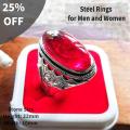 Men's Fashion Punk Ring Hip Hop Party Ring Fictional Use Artificial Stone Silver Colour Ring With Box. 