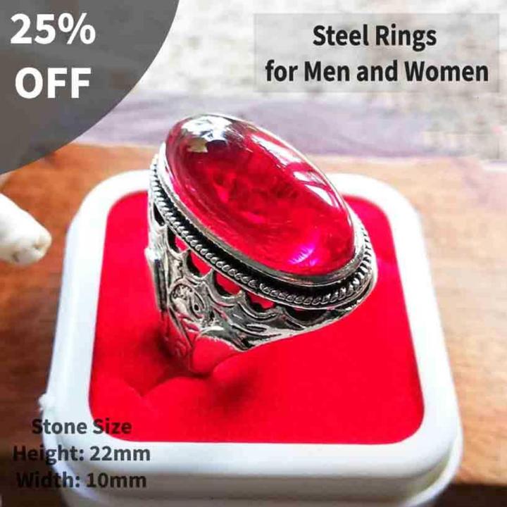 Men's Fashion Punk Ring Hip Hop Party Ring Fictional Use Artificial Stone Silver Colour Ring With Box
