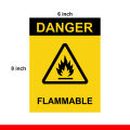 Danger Flammable Safety Sing Sticker 6 pack - 6 Inch x 8 Inch High Quality Sticker. 