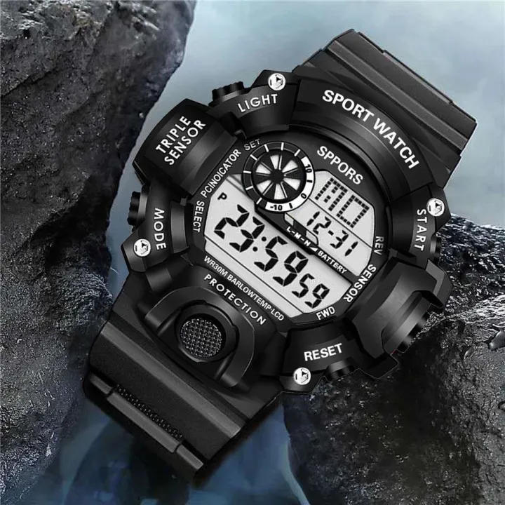 【Miga Plaza】Tactical watch multifunctional sports watch waterproof fall-proof luminous alarm clock electronic watch