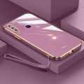 AnDyH New Straight Edge Plating Phone case for Huawei Y6P Y8P 2020 Luxury Fashion Plating Silicone Phone Cover with Free lanyard. 