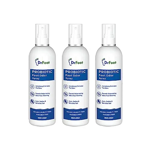 Dr Foot | Foot Spray for Smelly Feet | Foot Sanitizer Spray | Probiotic Foot Odor Spray | Lemon grass Oil & Tea Tree Oil | Foot Spray for Bad Smell | Foot Smell Remover Spray | 100 ml - Pack of 3 (FROM INDIA)SAB