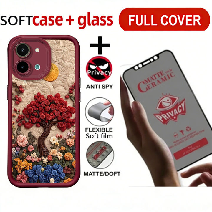 PBZZ Case for VIVO Y28 4g phone casing back cover anxiety Softcase Silicone shockproof Cover new design aesthetic cute tree JTMTFHS1