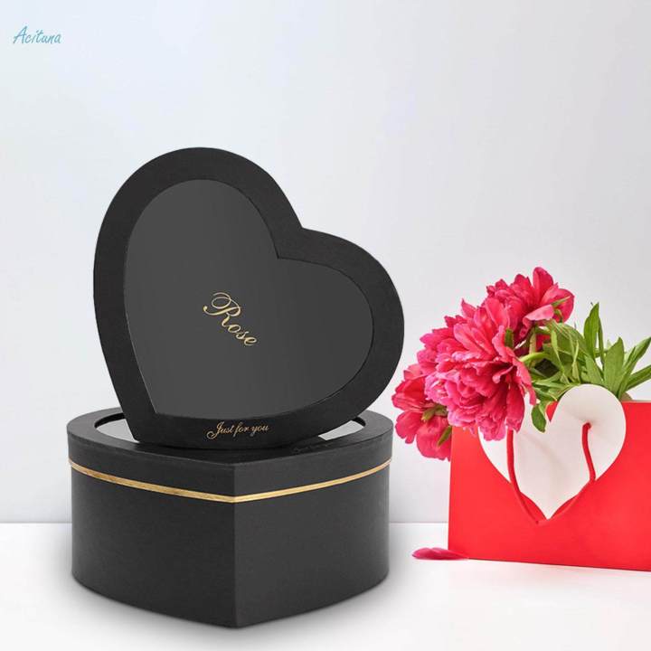 2Pcs Empty Heart Shaped Gift Boxes with Clear Lids Cardboard Boxes for Proposal Valentines Day