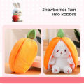 HelloKimi Strawberry Rabbit Plush Cute Bunny 2 In 1 Long Ear Fruit Animal Stuffed Doll Plush Toys Creative Transformation Of Rabbit Doll Plush Doll Reversible Carrot Strawberry Bunny Plush . 