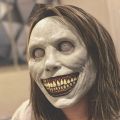 【HUT】 Halloween Terror Latex Mask Happy Exorcist Mask Smile White Eyed Demon Headgear Halloween Party Supplies COS Costume Dressing. 