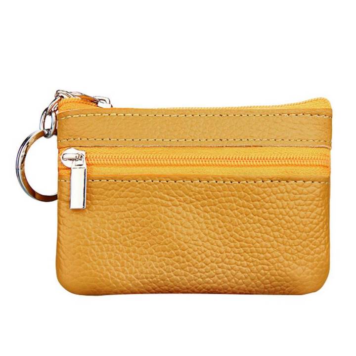 【BestGO】Korean Fashion New Women's Mini Coin Purse Leather Zipper Pouch with Key Ring Small Wallet