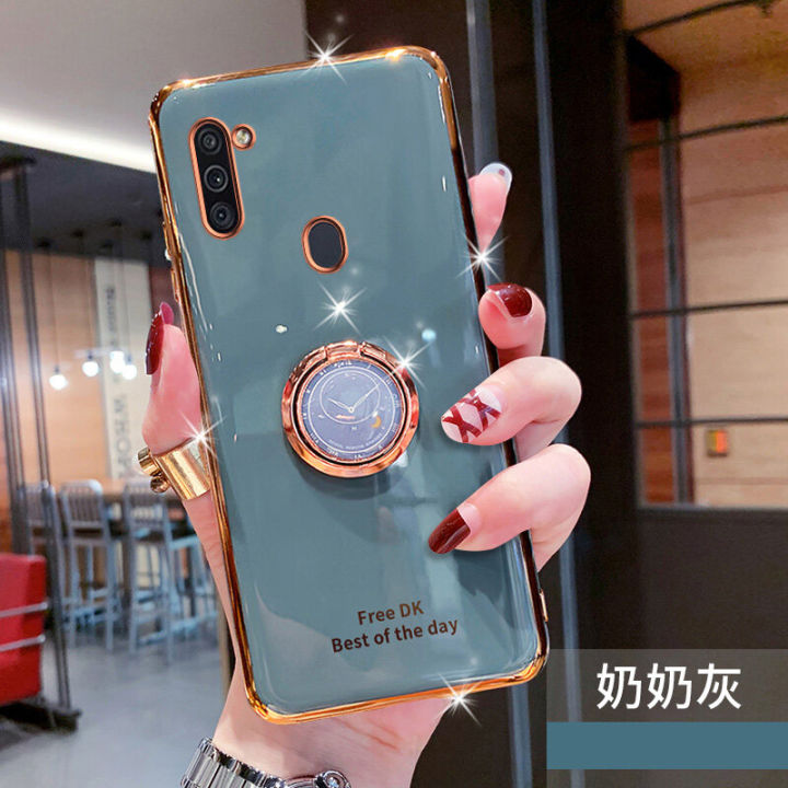 For Samsung Galaxy A11 M11 Cover Ring Holder Ultra Thin Shiny - Main Image