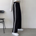 Korean Style Autumn and Winter Straight Sports Pants Female Thin Loose Slimming School Uniform Two Horizontal Strips Middle School Student Wide Leg Trousers Men. 