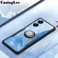 Casinglee for Realme C55 Case Hard Clear Transparent Shockproof Car adsorb Holder Ring Back Cover Casing Hp Realme C55 Phone Cases Cover. 