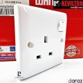 13A Plug Base - Kevilton White Series - 3 Hole Square Pin - Switched Socket Outlet. 