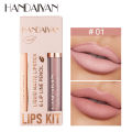HANDAIYAN-9-Color Lip Glaze Lip Liner Set Non-stick Cup Lipstick Lip Liner Set Lipstick Set. 