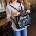 Fashion Knit Women Preppy Simple Style PU Leather Backpack Shoulder Bag Schoolbag - Black. 
