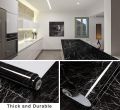 Black Marble Aluminum Foil Kitchen Stickers Oil-Proof Waterproof Self Adhesive Wallpaper PVC Bathroom Wall Stickers - 5 Meter. 