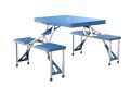 4 Ft Camping Picnic Table Set with 4 Seats with Umbrella Hole Folding Lightweight Suitcase Card Table-220 Lbs Support Aluminum Frame, Plastic RV Tabletop for Barbecue,Travel,Outing,Gathering. 