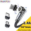 2.4A USB Fast Charging Phone Cable 540° Rotate Bent Charging Line 3 in 1 Circular Blind Suction Charging Wire Micro Type C Cable Compatible for iPhone Android. 