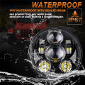 12V Motorcycle Headlight Round LED Driving Lamp Head Lamp, 2 Lighting Modes, Fit for 5.75 inches, Retro Turn Signal. 