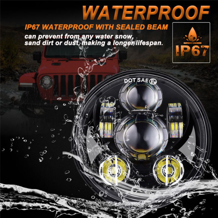 12V%20Motorcycle%20Headlight%20Round%20LED%20Driving%20Lamp%20Head%20Lamp,%202%20Lighting%20Modes,%20Fit%20for%205.75%20inches,%20Retro%20Turn%20Signal%20-%20Image%202