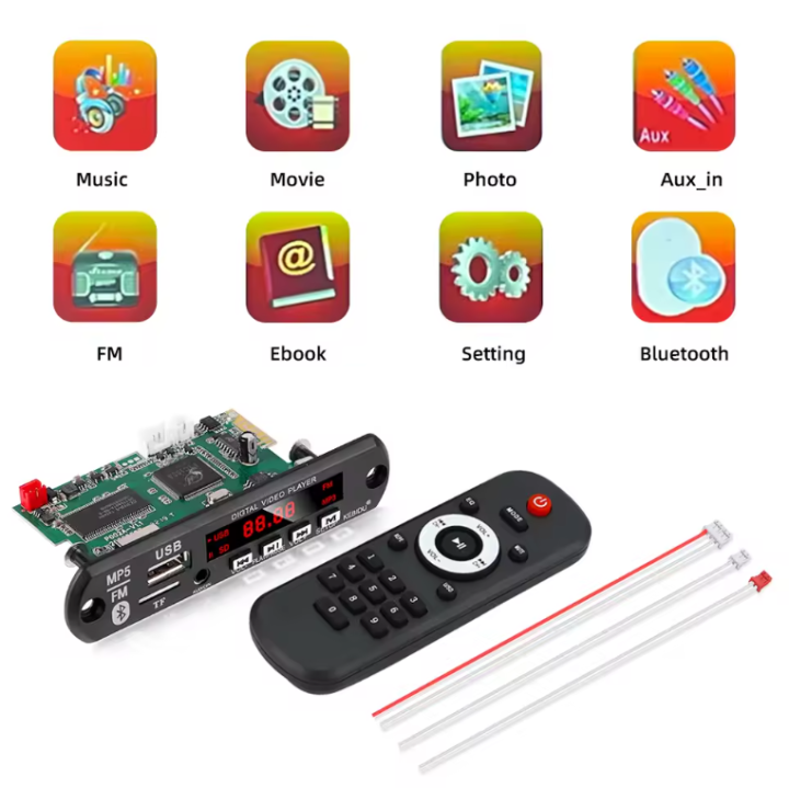 12V Bluetooth 5.0 MP5 WMA APE Decoder Board DC 12V Handsfree Car Audio ...