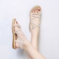 Women's Flat Sandals Summer Flat Heel Roman Shoes2023New Women's Student All-Match Thin Strap Fairy Style Sandals. 